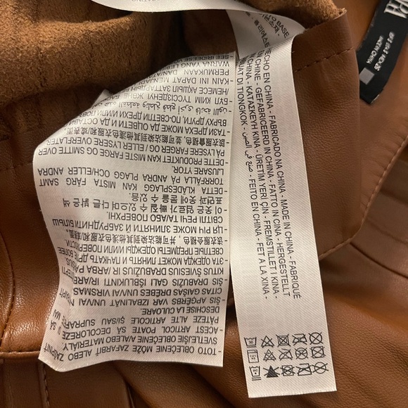 Zara Faux Leather Women's Gold and Brown Pleated Mini Skirt women's Small - Picture 5 of 6